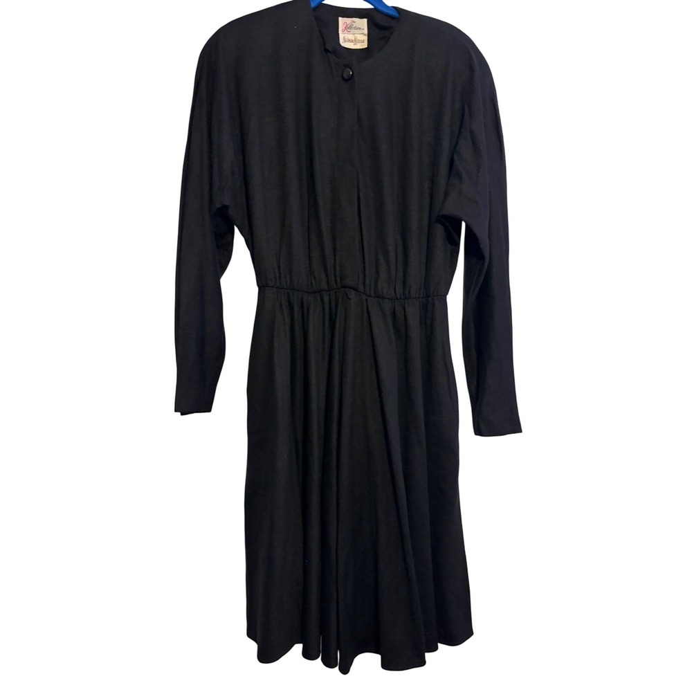 Neiman Marcus The Kollection Vintage Midi‎ Dress Black Elastic Waist Pockets M